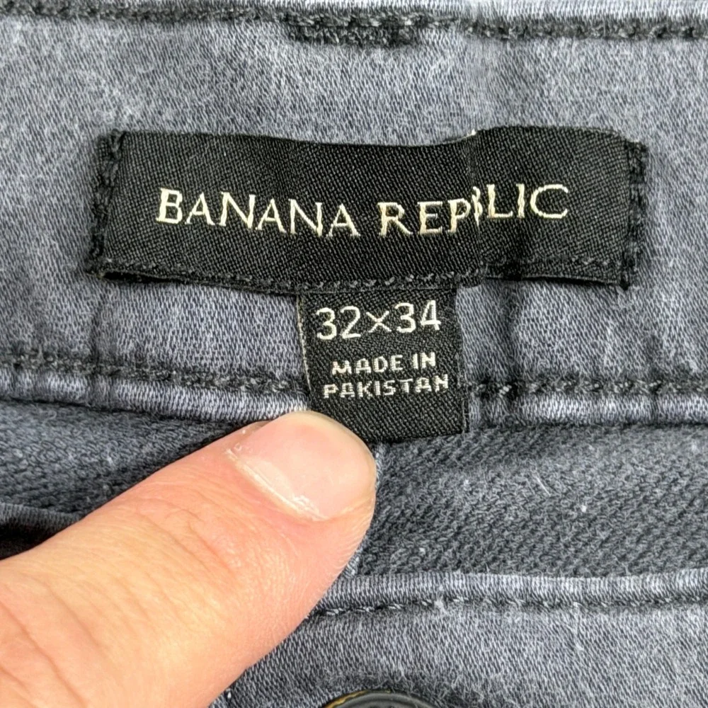 Banana Republic Mens Grey Slim Straight Stretch Jeans 32x34 Low Rise Denim